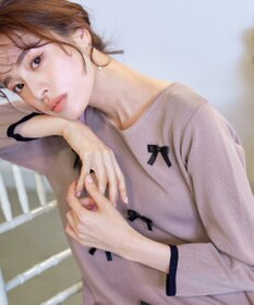 Tiaclasse L 【洗える】リボンニットチュニック