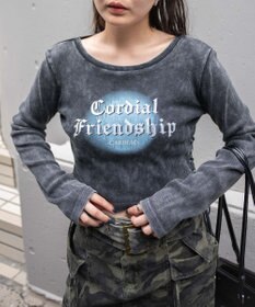 WEGO ヴィンテージウォッシュレースアップロンT