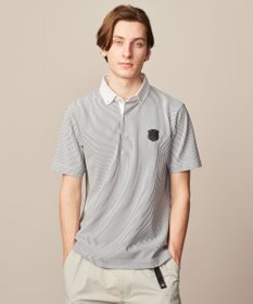 JOSEPH ABBOUD MOUNTAIN 【吸水速乾・釦ダウン・男女兼用】メッシュストライプサッカーポロシャツ