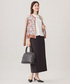 自由区 L 【アンサンブル対応・洗える】マラケシュフラワープリント長袖 カーディガン