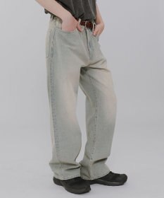 WEGO 【ウエスト調整可】ストレートデニムパンツ