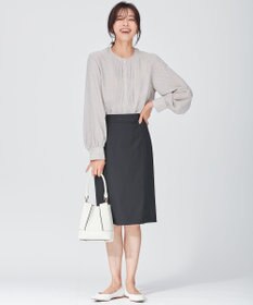 23区 L 【洗える】ヴィンテージ プリント ピンタック ブラウス