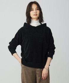 J.PRESS LADIES L CHENILLE フーデッド ニット ブラック系