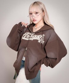 WEGO 【ユニセックス着用ITEM/MLサイズ展開】グラフィックZIPパーカー