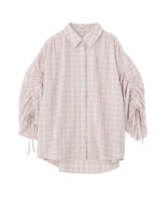 earth music&ecology シャーリングスリーブチェックシャツ