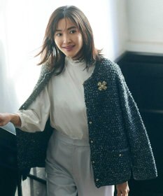 自由区 S ツイード調ニット ジャケット