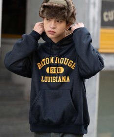 WEGO 【ユニセックス着用ITEM/裏起毛】カレッジロゴボアパーカー