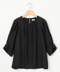 組曲 L 【WEB限定】ボーダージャガード タック袖ブラウス