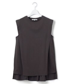 23区 L 【洗える】コンパクトヤーン フレアデザイン ノースリーブ カットソー
