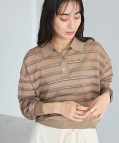 CRAFT STANDARD BOUTIQUE シアーボーダーポロ衿ニットプルオーバー