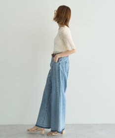 YECCA VECCA 5分袖レースシアートップス
