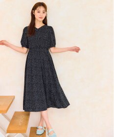 Feroux 【洗える】ギャザーデザインパフスリーブワンピース