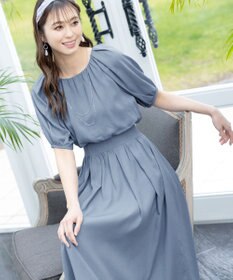 Tiaclasse L 【洗える】麻調ギャザーワンピース