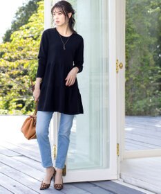 Tiaclasse L 【洗える】大人華やぐ2段ティアードニットチュニック