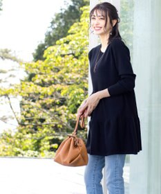 Tiaclasse L 【洗える】大人華やぐ2段ティアードニットチュニック