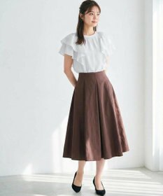 Feroux 【洗える】袖フリルブラウス