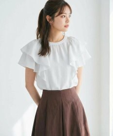 Feroux 【洗える】袖フリルブラウス