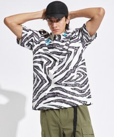 PW CIRCULUS 【UVカット / 吸水速乾 / 伸縮性抜群】【MEN】ゼブラ柄モック T ブラック系5