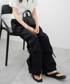 WEGO 【ウエストゴム】サイドリボンパラシュートパンツ
