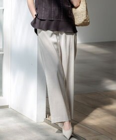 23区 リネンレーヨンストレッチ ワイドパンツ ベージュ系