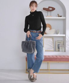 Tiaclasse ウール混ラメタートルネックニット