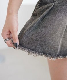 WEGO ヴィンテージウォッシュデニムプリーツスカパン