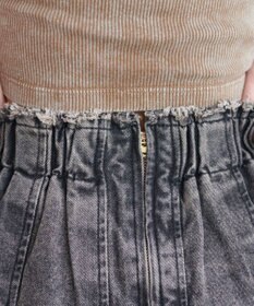 WEGO ヴィンテージウォッシュデニムプリーツスカパン