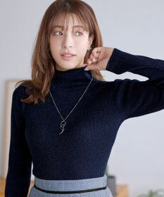 Tiaclasse ウール混ラメタートルネックニット