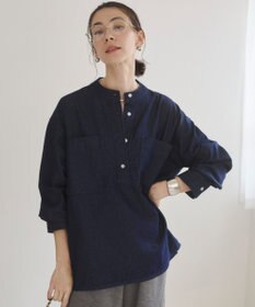 WEGO 【ANGIE VINTAGE】襟が選べる デニム プルオーバー シャツ（バンドカラー/レギュラー）