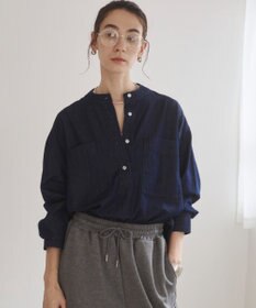 WEGO 【ANGIE VINTAGE】襟が選べる デニム プルオーバー シャツ（バンドカラー/レギュラー）