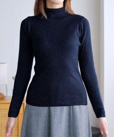 Tiaclasse ウール混ラメタートルネックニット