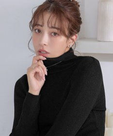 Tiaclasse ウール混ラメタートルネックニット