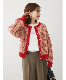 Green Parks ・ｆｕｒｒｙ　ｒａｔｅ　ツィードラメニットカーディガン