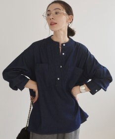 WEGO 【ANGIE VINTAGE】襟が選べる デニム プルオーバー シャツ（バンドカラー/レギュラー）