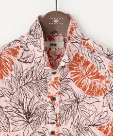 JOSEPH ABBOUD 【サスティナブルな麻混】コットンリヨセルリネンリーフプリント 半袖シャツ