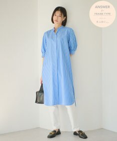 #Newans 【ANSWER for 骨格ストレート】バンドカラーシャツワンピース