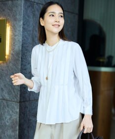自由区 【1枚でキレイ見え】ドレープブロードタック ブラウス オフ