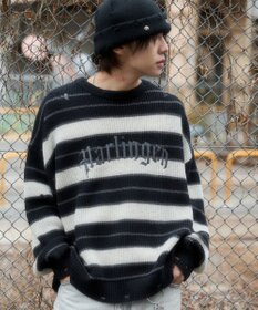 WEGO 【ユニセックス着用ITEM】アゼアミボーダーニットプルオーバー