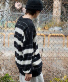 WEGO 【ユニセックス着用ITEM】アゼアミボーダーニットプルオーバー