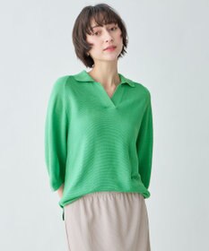 ANY L アクリルガーターポロ衿ニット