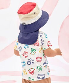 MIKI HOUSE HOT BISCUITS 【80-120cm】ビーンズ×乗り物 総柄 半袖Tシャツ