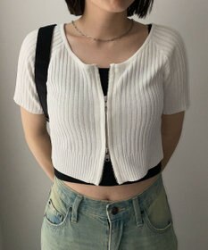 WEGO ダブルジップオフショルニットトップス