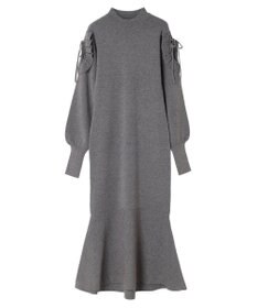 earth music&ecology 袖シアーフリルニットワンピース