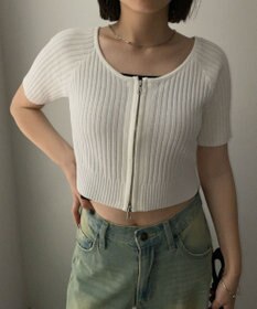 WEGO ダブルジップオフショルニットトップス