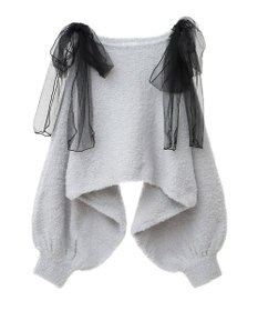 earth music&ecology チュール肩リボンニットプルオーバー