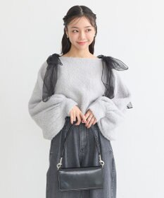 earth music&ecology チュール肩リボンニットプルオーバー