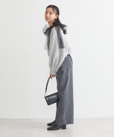 earth music&ecology チュール肩リボンニットプルオーバー