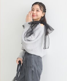 earth music&ecology チュール肩リボンニットプルオーバー