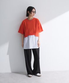 Green Parks 裾タックミニ裏毛シャツドッキングチュニック