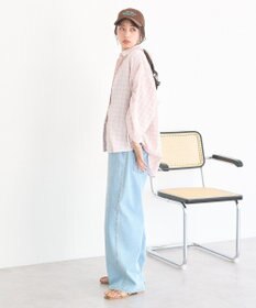 earth music&ecology シャーリングスリーブチェックシャツ